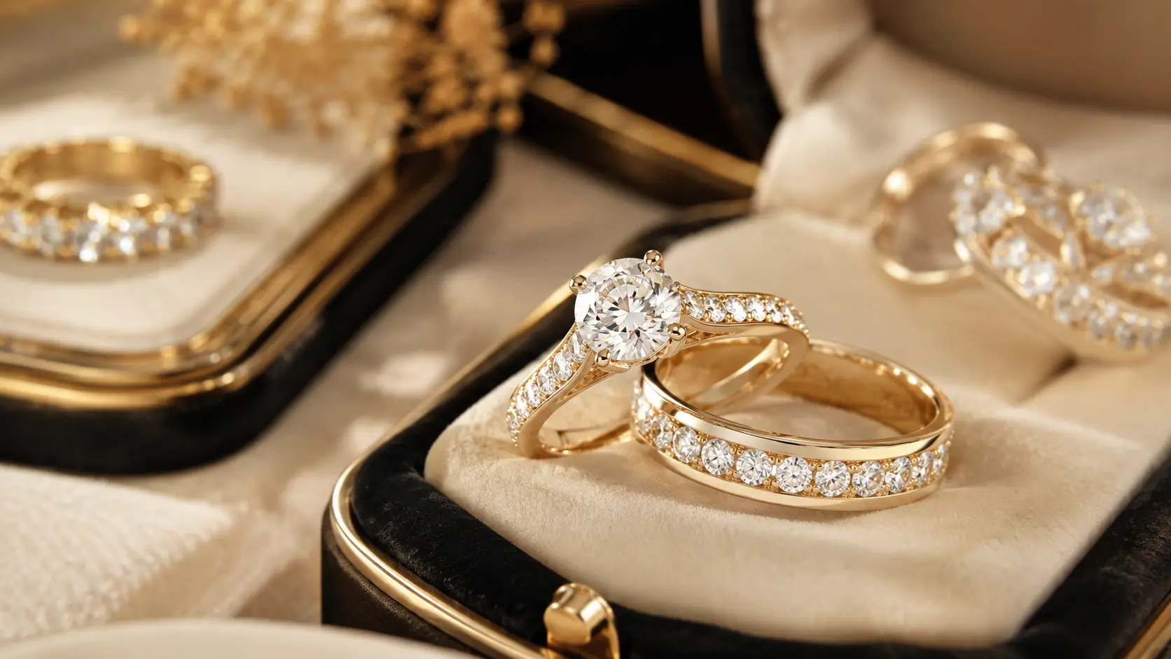 Gold and diamond rings at R&C Jewellery